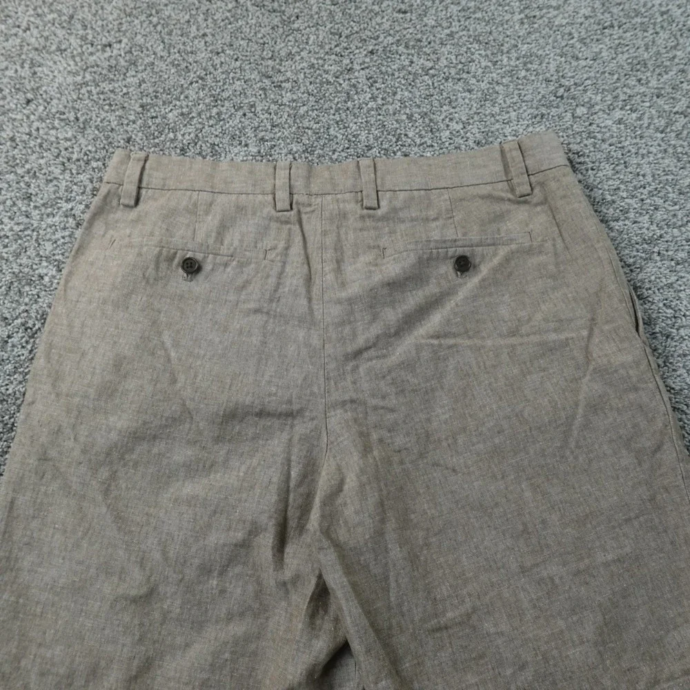 Banana Republic Shorts Mens 32 Beige Brown Aiden Linen Chambray Chino Flat Front